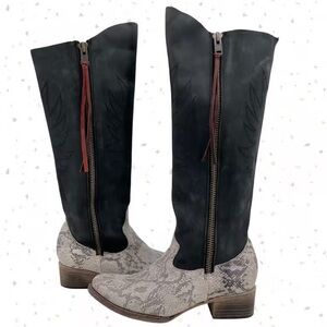 Freebird by Steven Black and Tan Over the Knee Boots